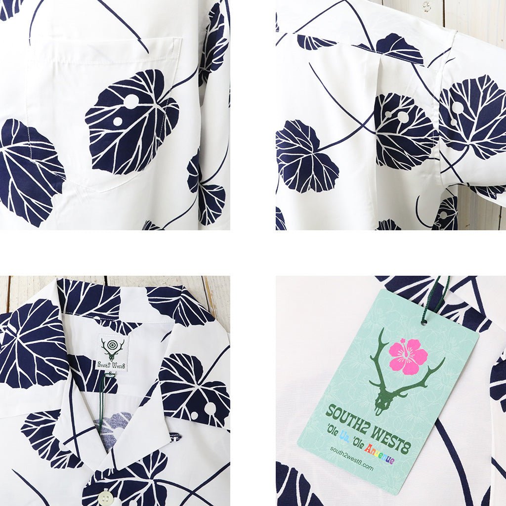 【SALE30%OFF】SOUTH2 WEST8 : S/S Open Collar Shirt-Leaf (White)