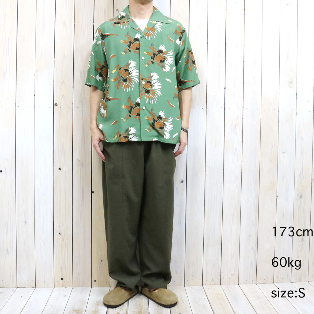 【SALE30%OFF】SOUTH2 WEST8 : S/S Open Collar Shirt-Eagle (Green)