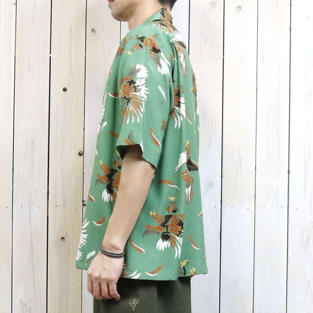 【SALE30%OFF】SOUTH2 WEST8 : S/S Open Collar Shirt-Eagle (Green)