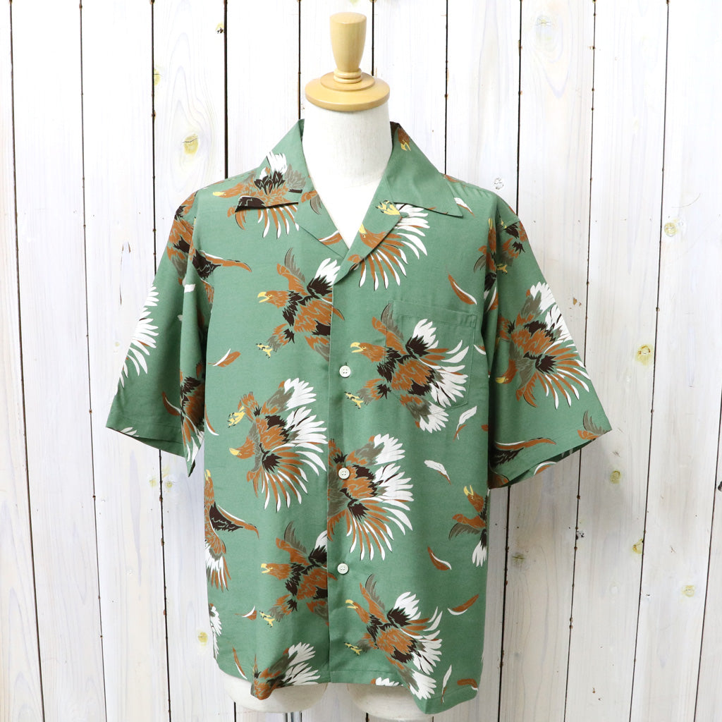 SOUTH2 WEST8 : S/S Open Collar Shirt-Eagle (Green)