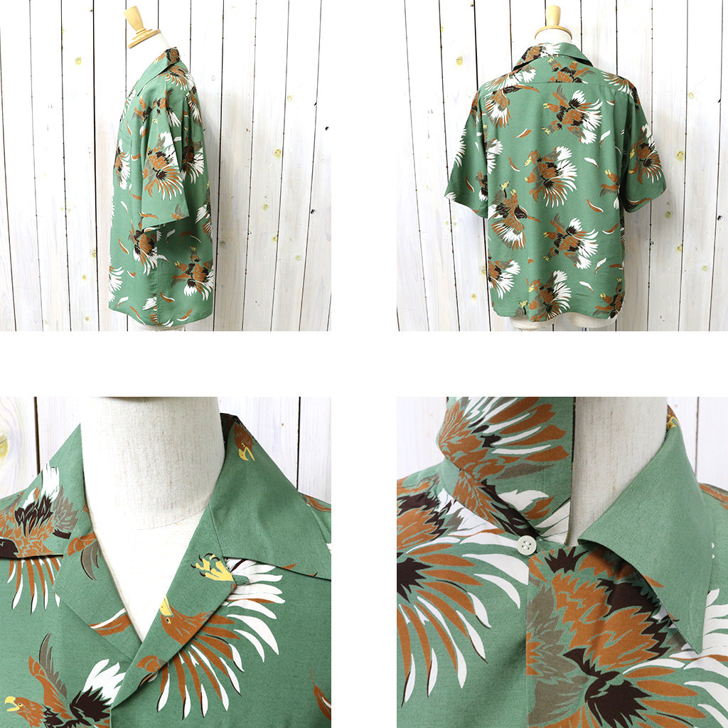 SOUTH2 WEST8 : S/S Open Collar Shirt-Eagle (Green)