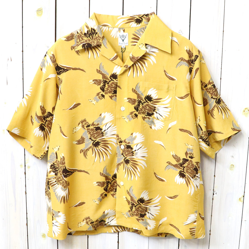 SOUTH2 WEST8 : S/S Open Collar Shirt-Eagle (Yellow)