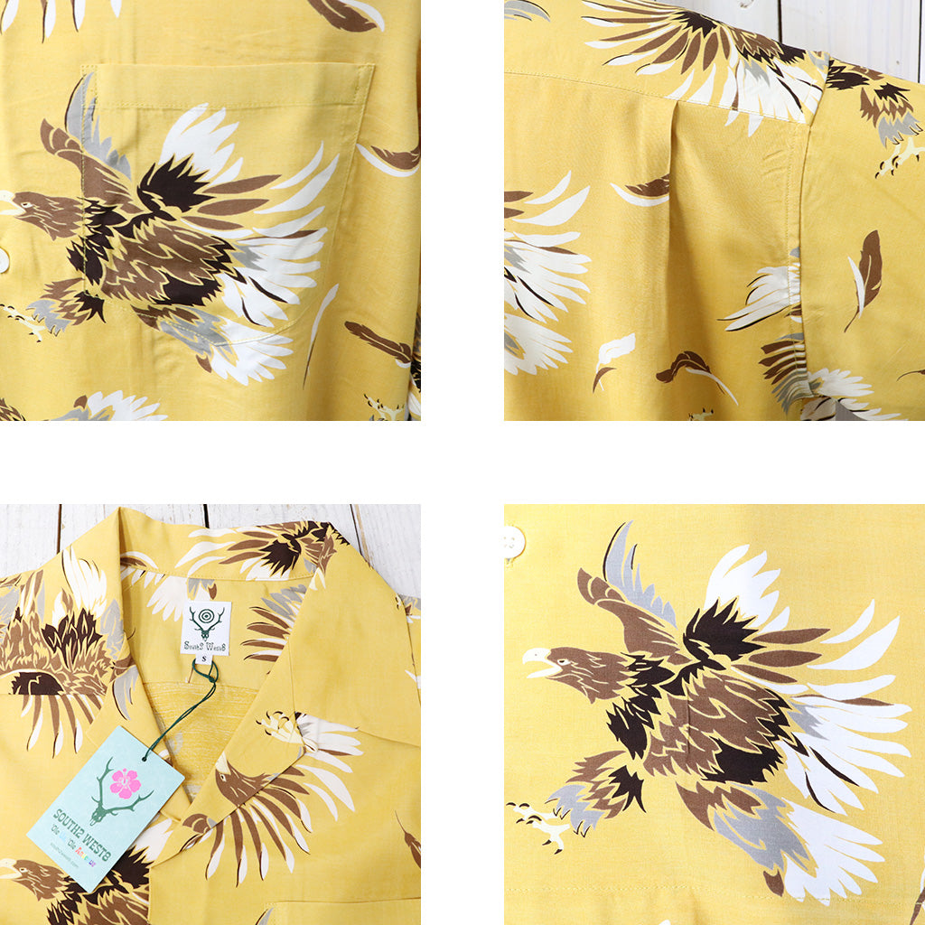 SOUTH2 WEST8 : S/S Open Collar Shirt-Eagle (Yellow)