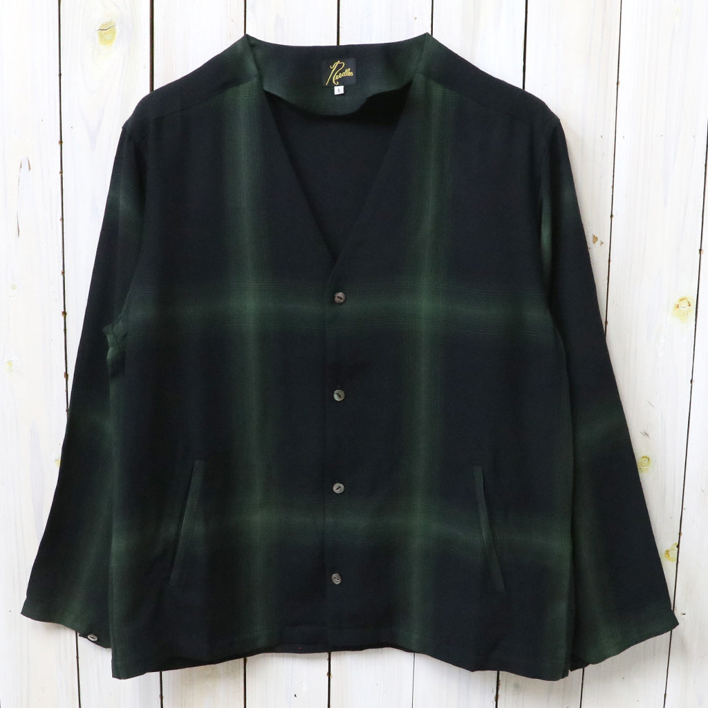 Needles : V Neck Shirt-Rayon Plaid (Black)