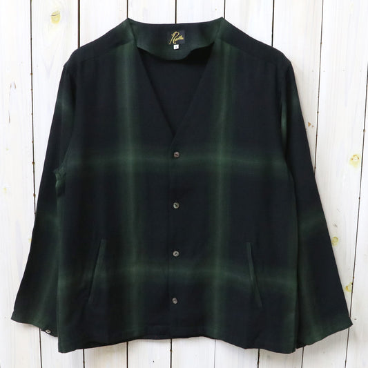 Needles : V Neck Shirt-Rayon Plaid (Black)