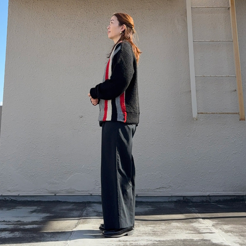 【SALE40%OFF】Needles : Knit Cardigan-Crepe Weave Stripe (Black) (SX456)