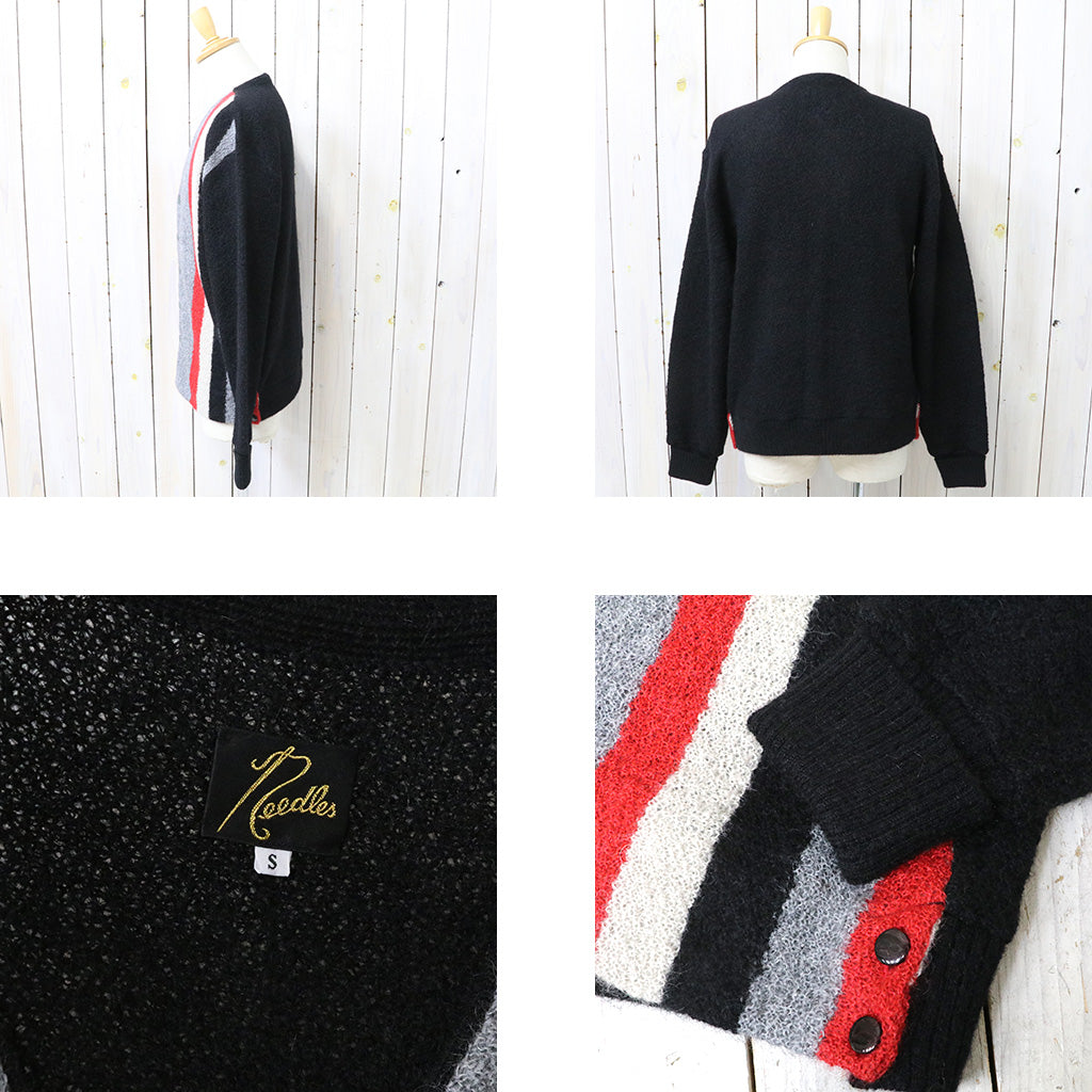 Needles : Knit Cardigan-Crepe Weave Stripe (Black)