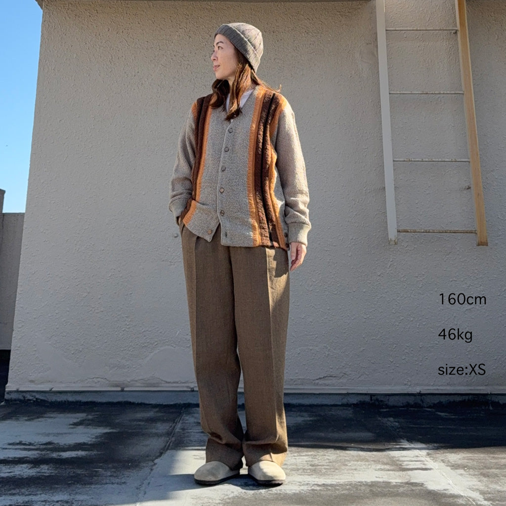 Needles : Knit Cardigan-Crepe Weave Stripe (Taupe)