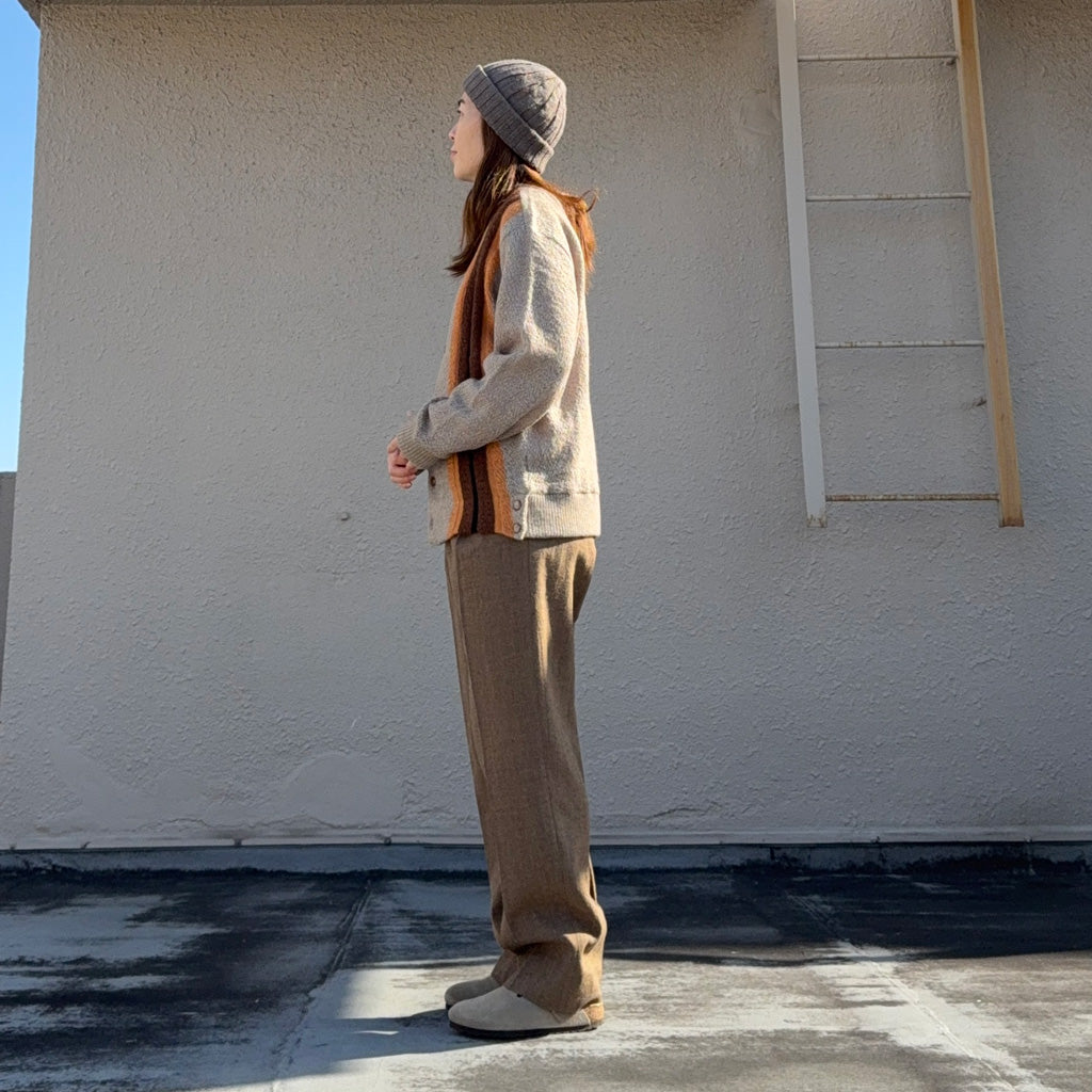 Needles : Knit Cardigan-Crepe Weave Stripe (Taupe)