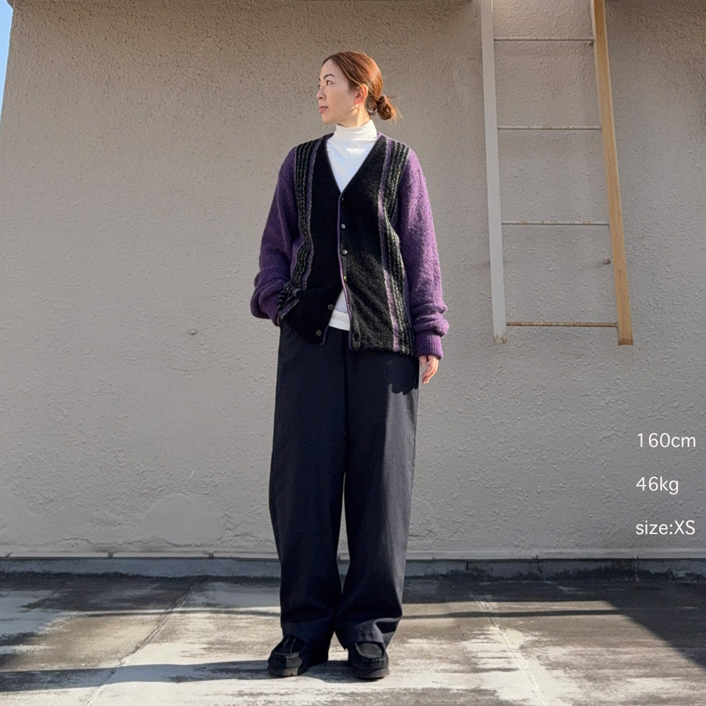 Needles : Knit Cardigan-Crepe Weave Stripe (Purple)