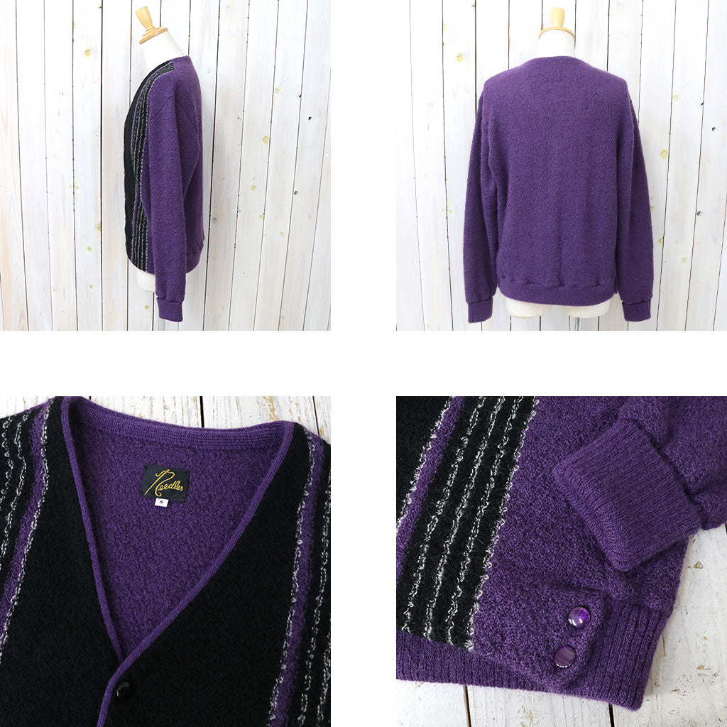 Needles : Knit Cardigan-Crepe Weave Stripe (Purple)