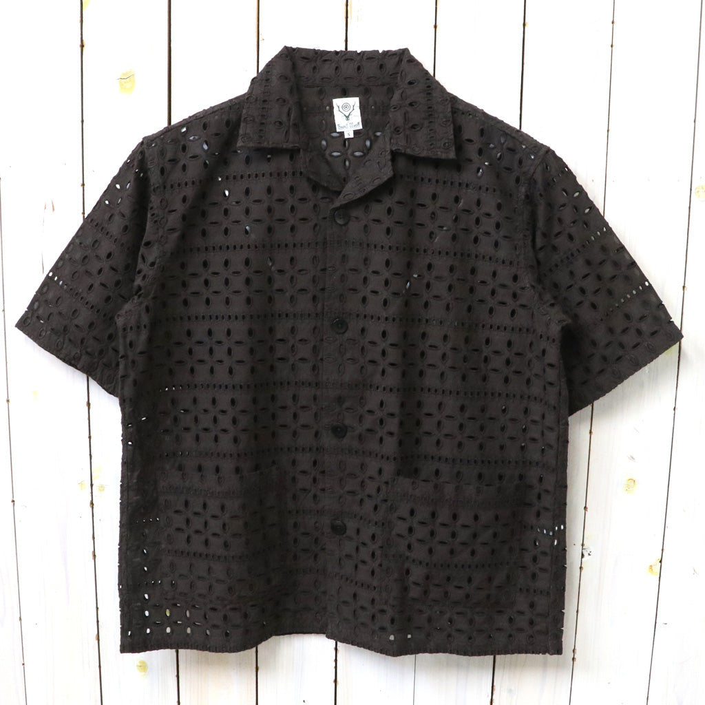 SOUTH2 WEST8 : Cabana Shirt-Cutwork Embroidery (Dk.Brown)