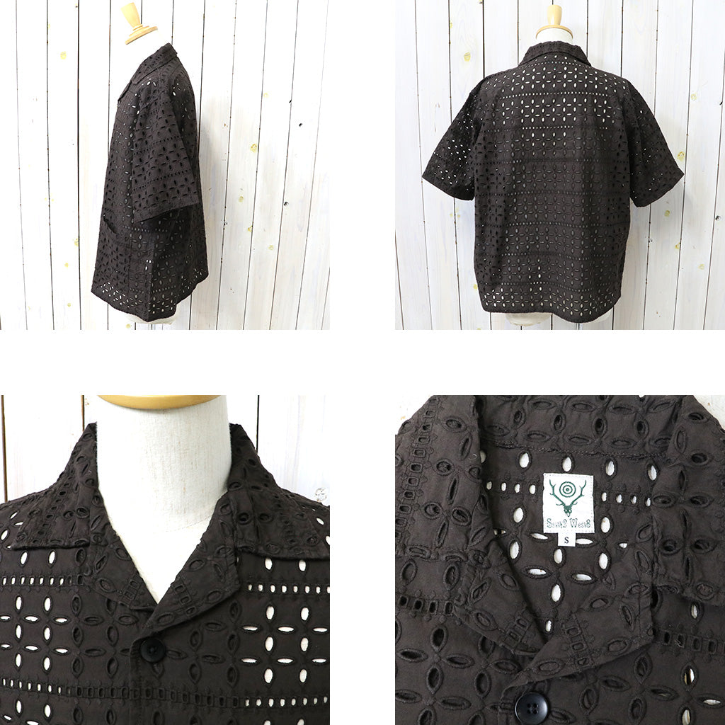 SOUTH2 WEST8 : Cabana Shirt-Cutwork Embroidery (Dk.Brown)