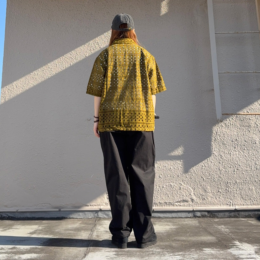 SOUTH2 WEST8 : Cabana Shirt-Cutwork Embroidery (Olive)