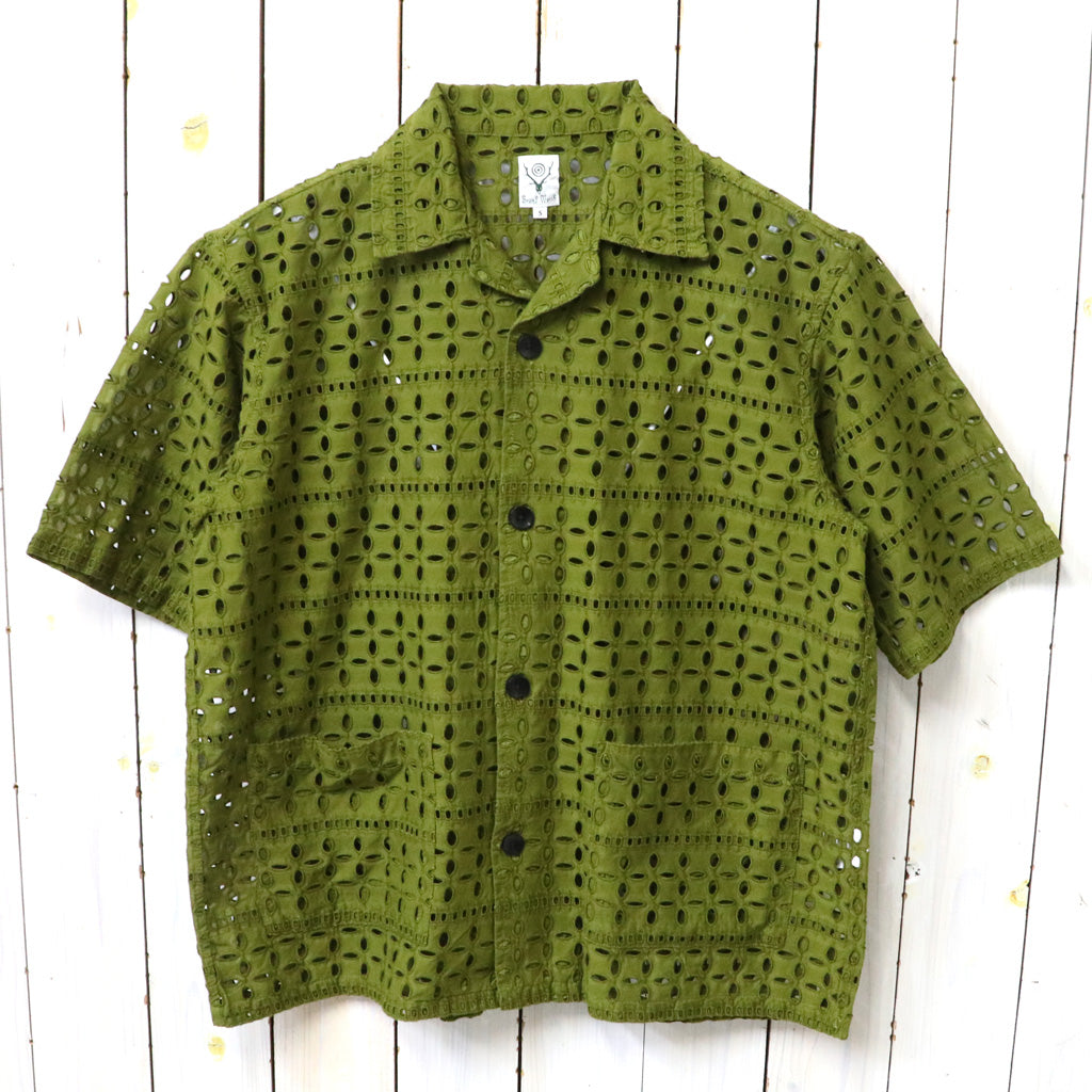 SOUTH2 WEST8 : Cabana Shirt-Cutwork Embroidery (Olive)