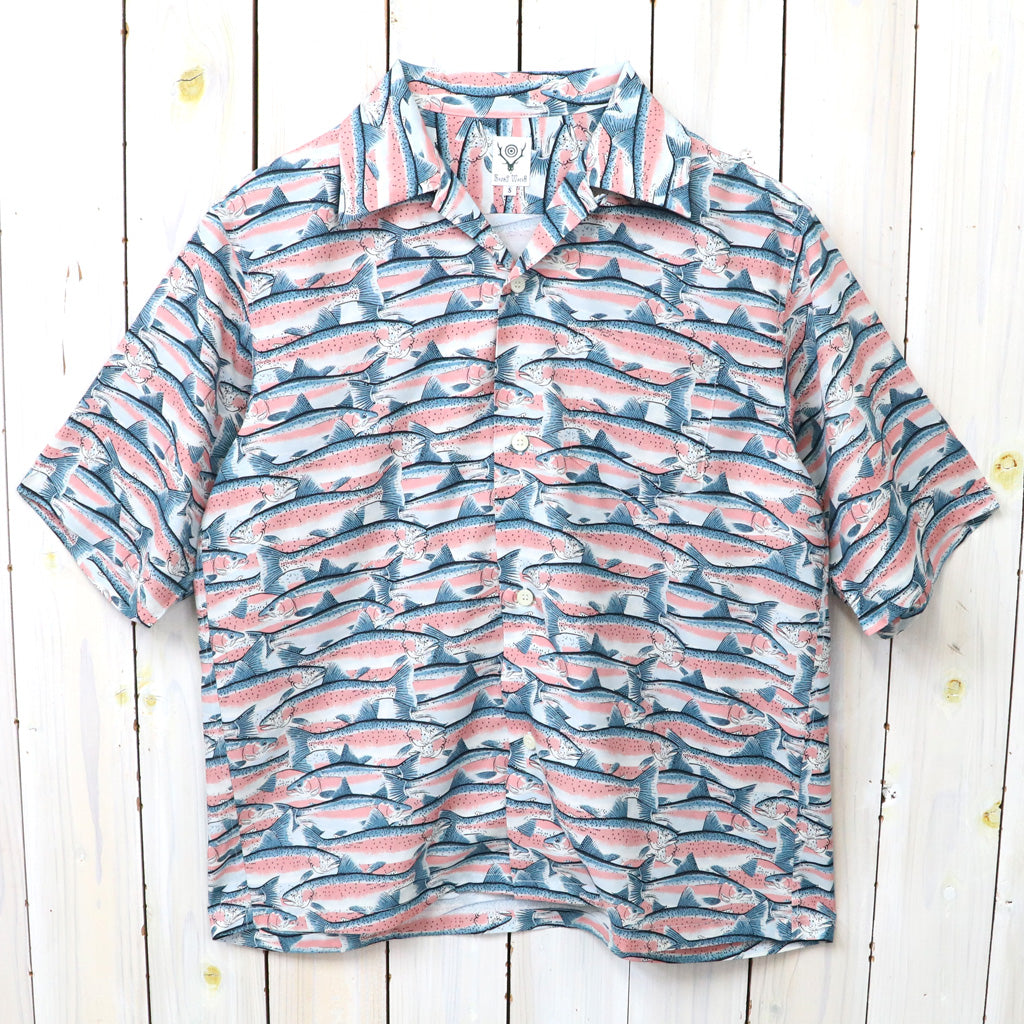SOUTH2 WEST8 : S/S Open Collar Shirt-Trout (Blue)