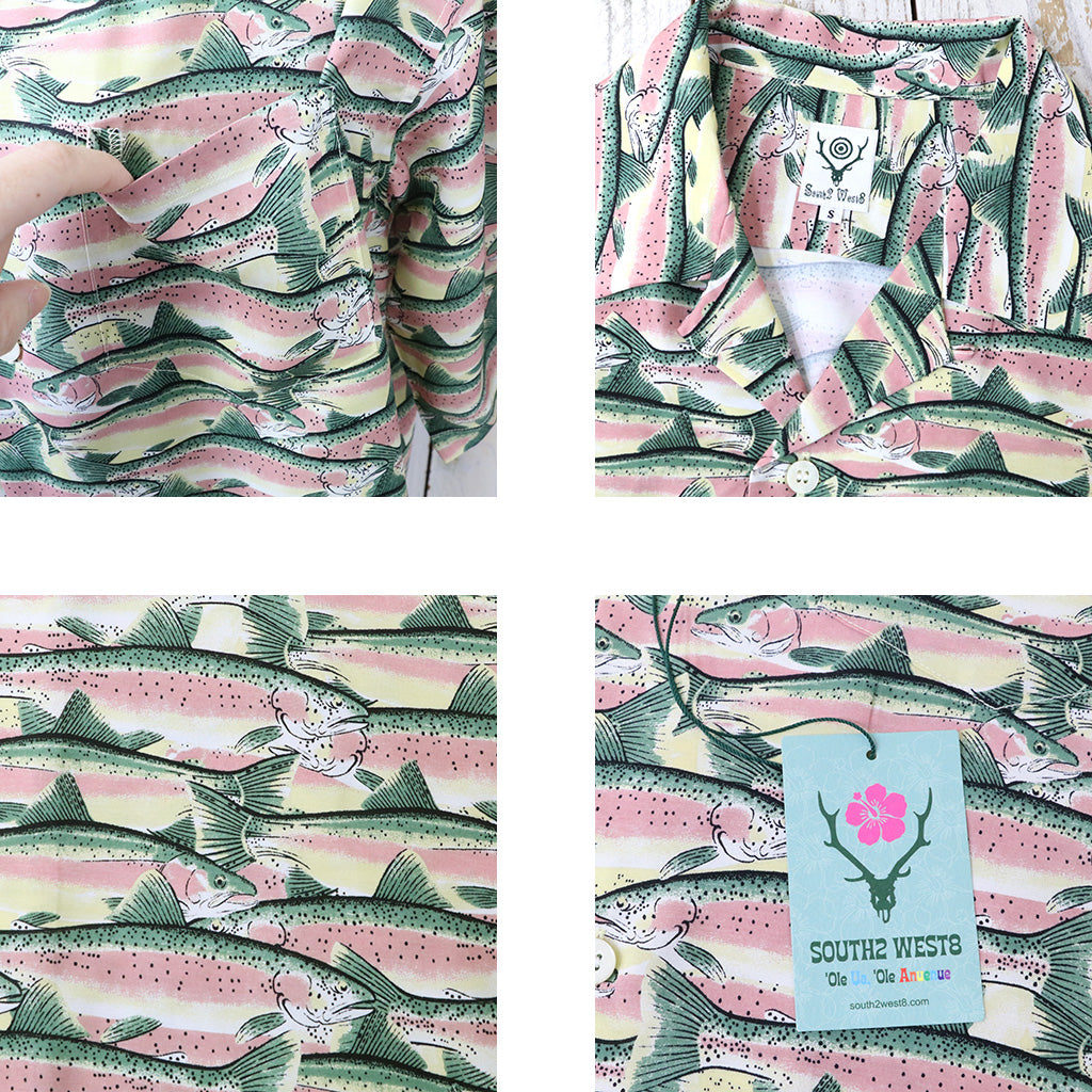 SOUTH2 WEST8 : S/S Open Collar Shirt-Trout (Yellow)