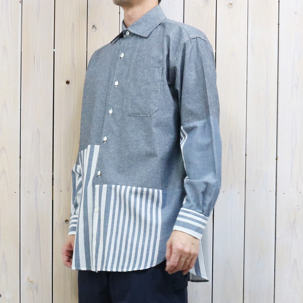ENGINEERED GARMENTS : Combo Spread Collar Shirt-Cotton Chambray