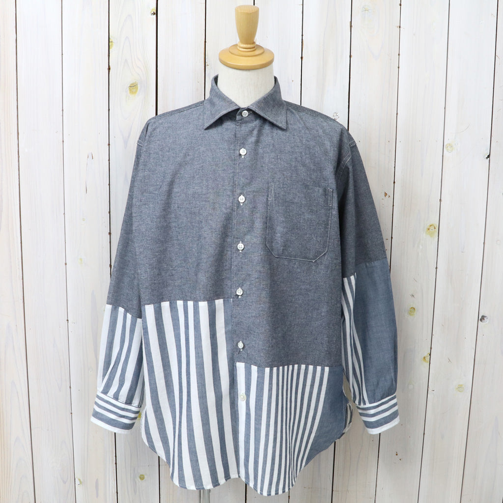 ENGINEERED GARMENTS : Combo Spread Collar Shirt-Cotton Chambray