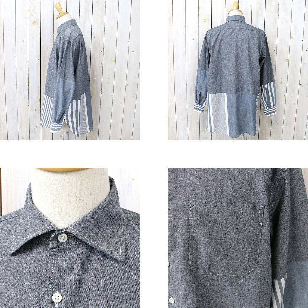 ENGINEERED GARMENTS : Combo Spread Collar Shirt-Cotton Chambray