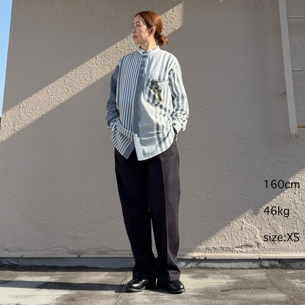 ENGINEERED GARMENTS : Wing Collar Shirt-Stripe Cotton Chambray