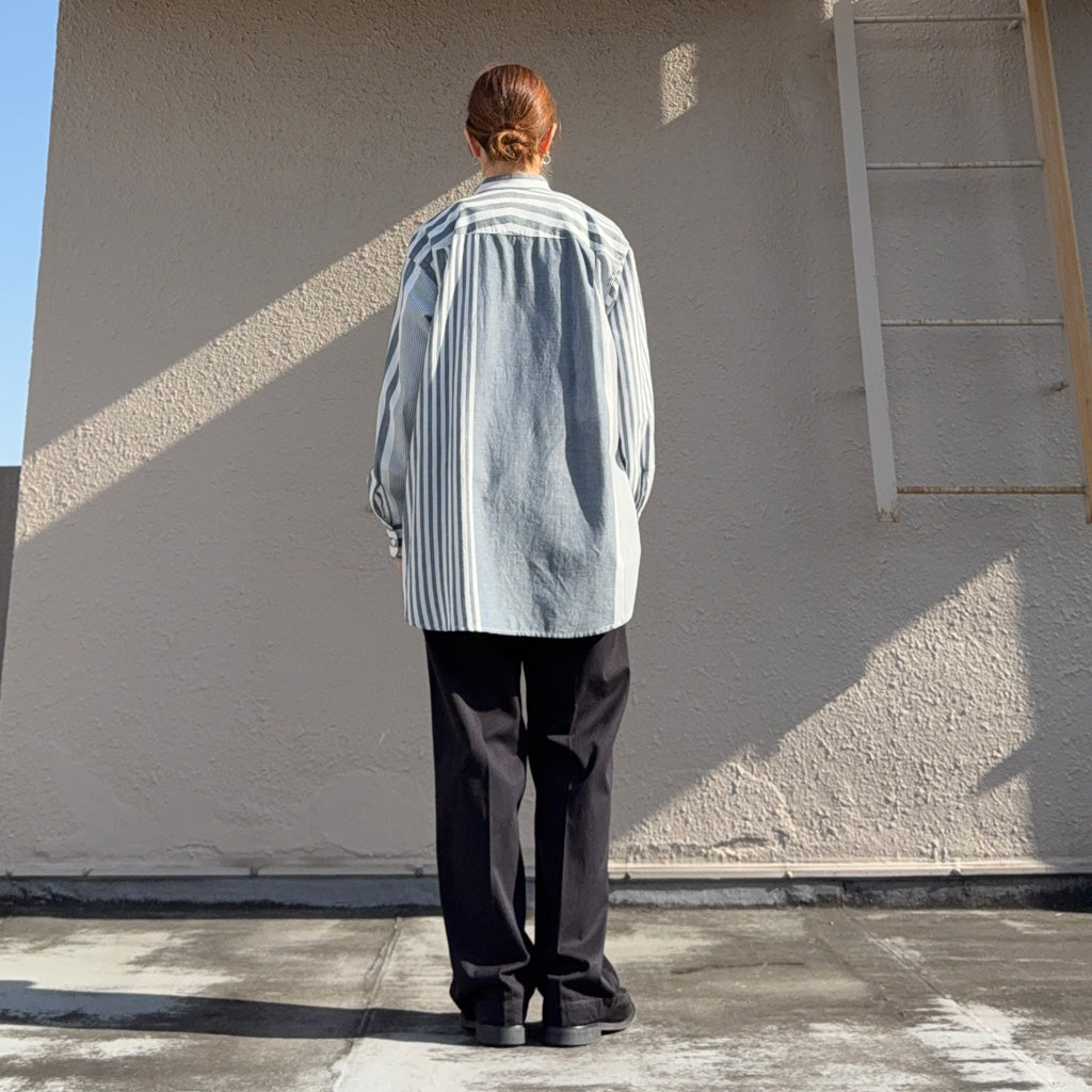 ENGINEERED GARMENTS : Wing Collar Shirt-Stripe Cotton Chambray