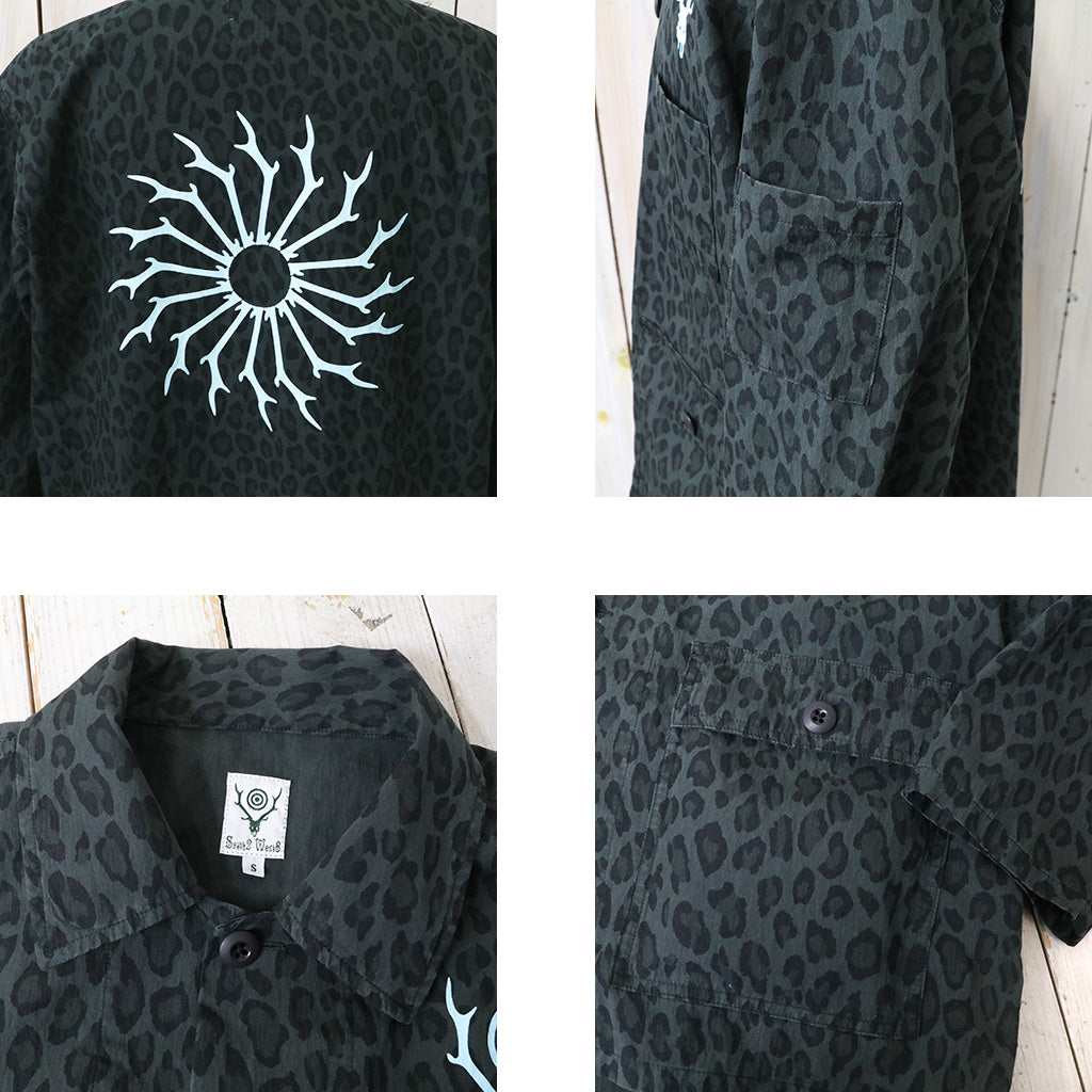 【SALE40%OFF】SOUTH2 WEST8 : Ranger Shirt-C/N Poplin/Leopard (Charcoal)