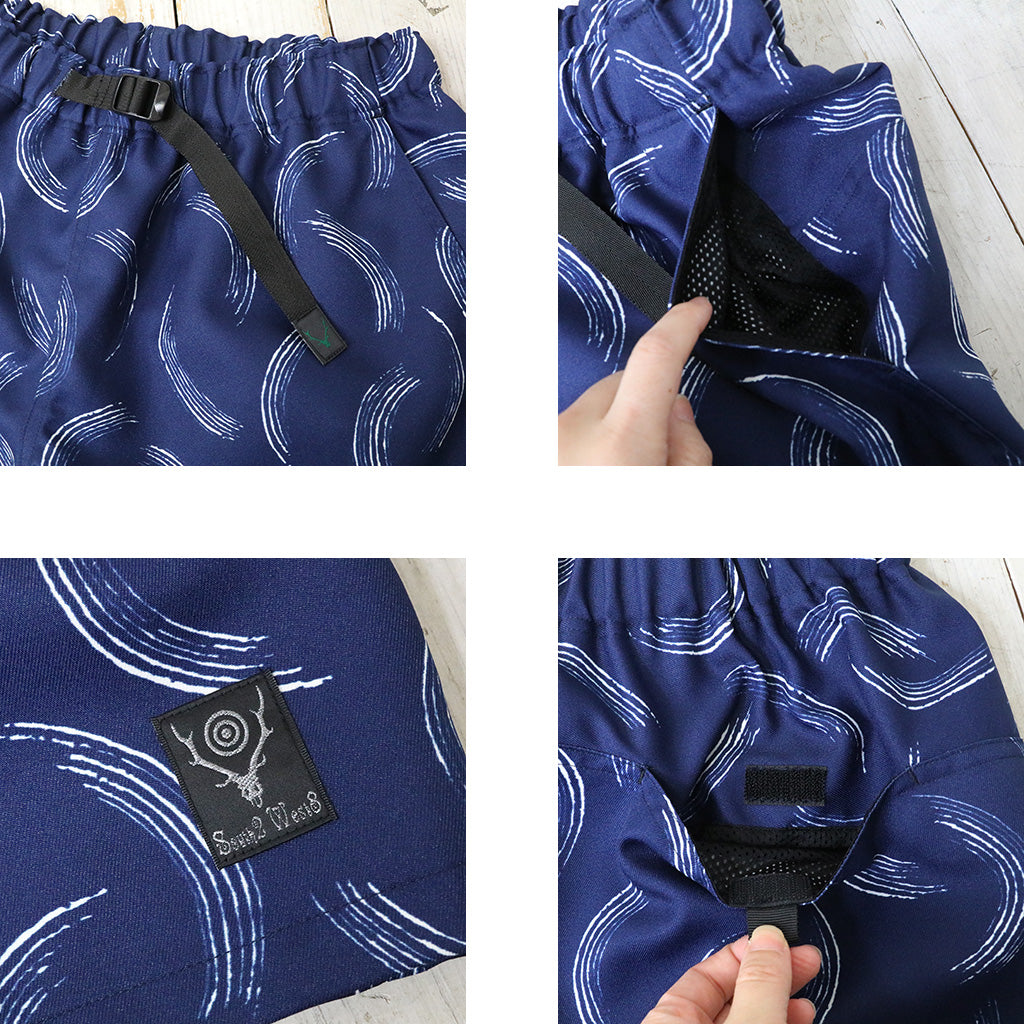 SOUTH2 WEST8 : Belted Short-Poly Twill/Printed (Navy)