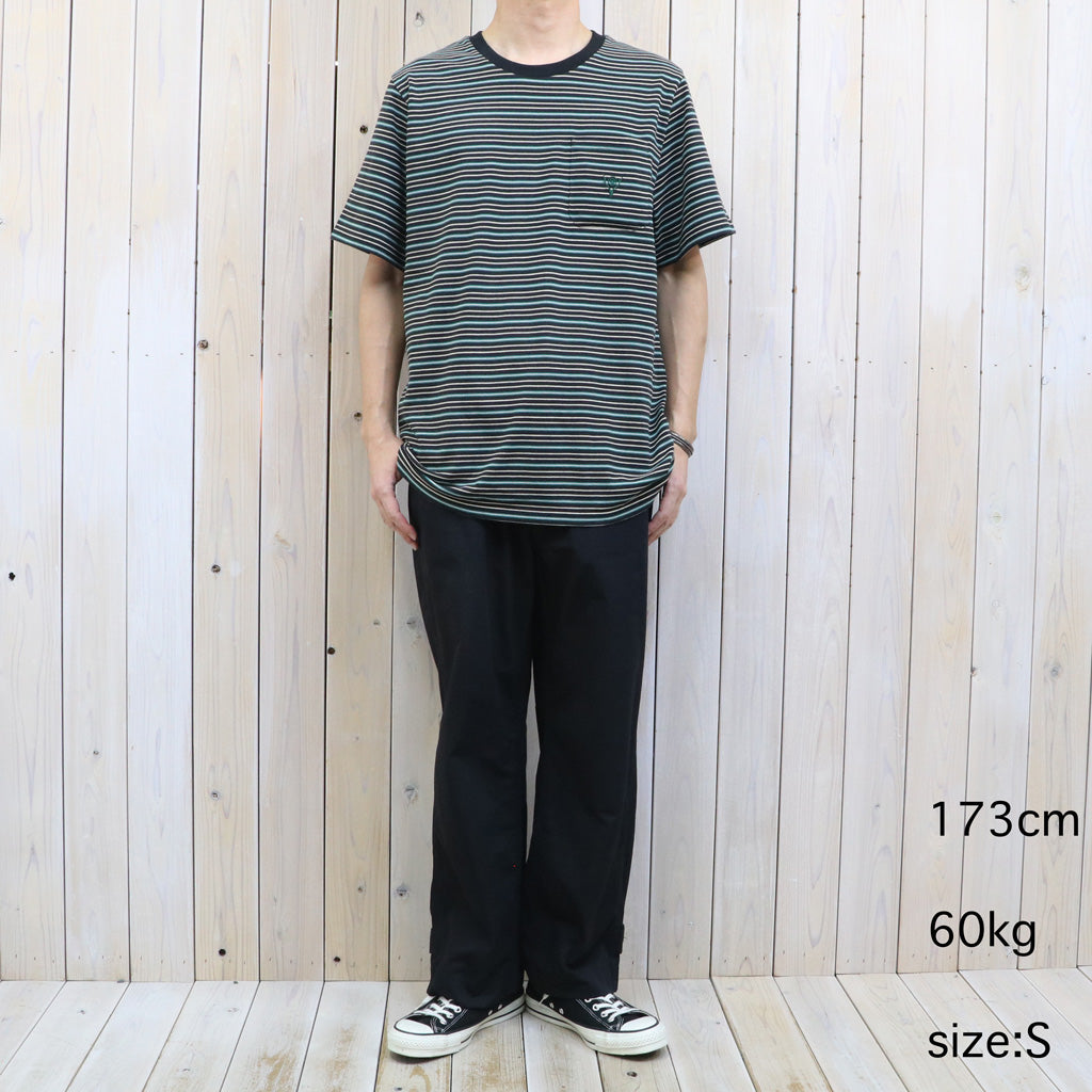 【SALE30%OFF】SOUTH2 WEST8 : S/S Round Pocket Tee-Cotton Multi Narrow Stripe Jersey (Black)