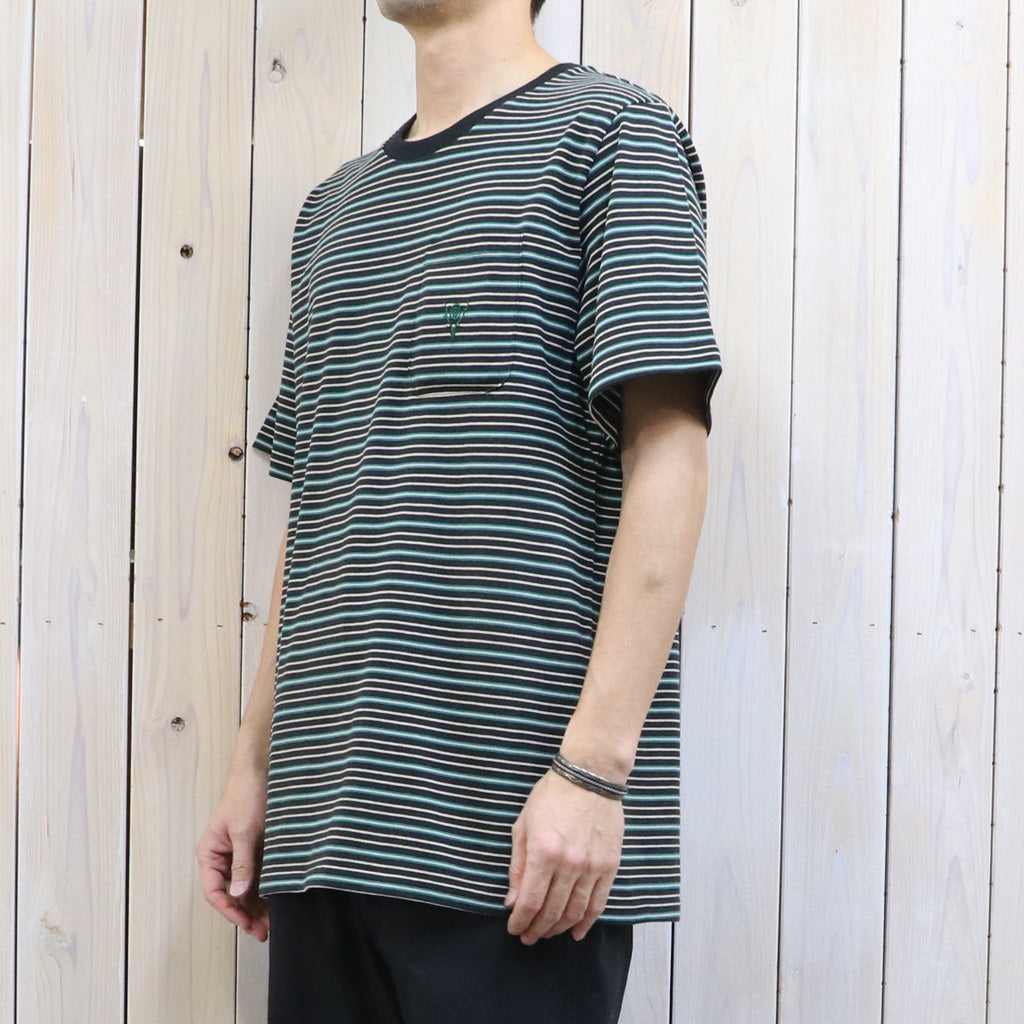 【SALE30%OFF】SOUTH2 WEST8 : S/S Round Pocket Tee-Cotton Multi Narrow Stripe Jersey (Black)