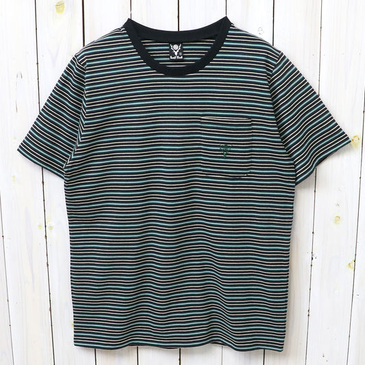 【SALE30%OFF】SOUTH2 WEST8 : S/S Round Pocket Tee-Cotton Multi Narrow Stripe Jersey (Black)