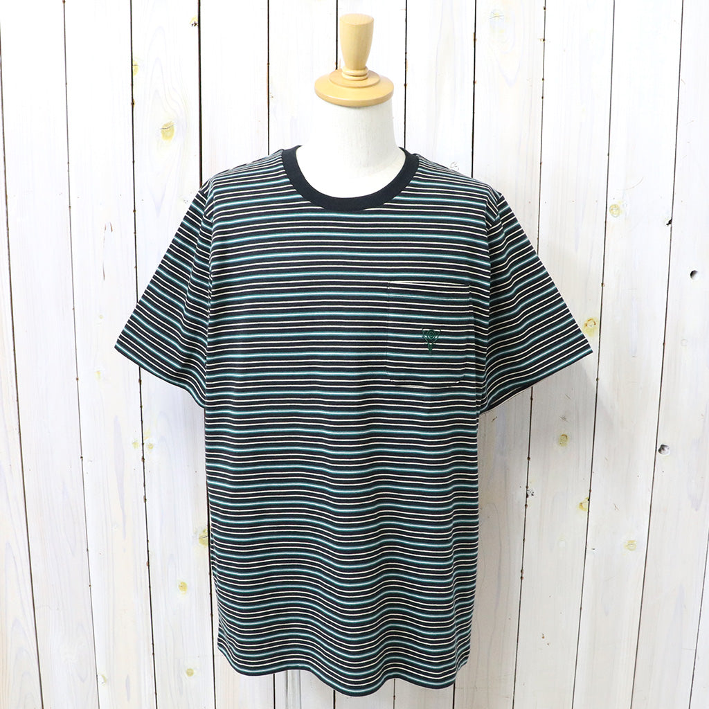 【SALE30%OFF】SOUTH2 WEST8 : S/S Round Pocket Tee-Cotton Multi Narrow Stripe Jersey (Black)