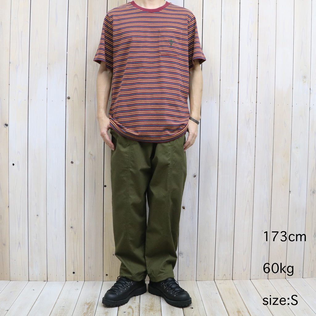 【SALE30%OFF】SOUTH2 WEST8 : S/S Round Pocket Tee-Cotton Multi Narrow Stripe Jersey (Burgundy)