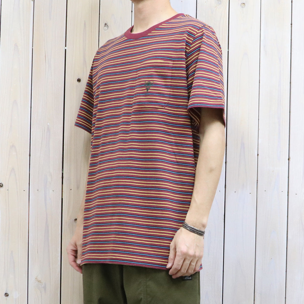 【SALE30%OFF】SOUTH2 WEST8 : S/S Round Pocket Tee-Cotton Multi Narrow Stripe Jersey (Burgundy)