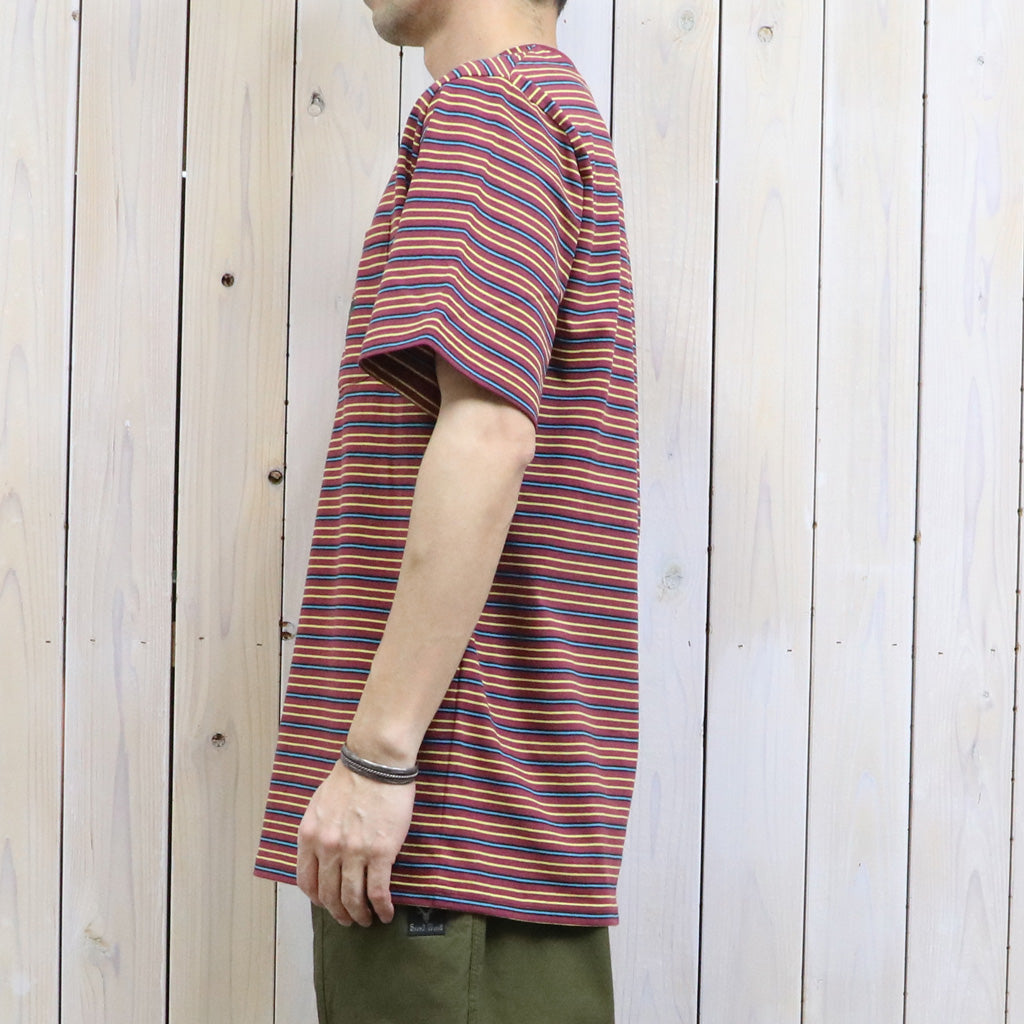 【SALE30%OFF】SOUTH2 WEST8 : S/S Round Pocket Tee-Cotton Multi Narrow Stripe Jersey (Burgundy)