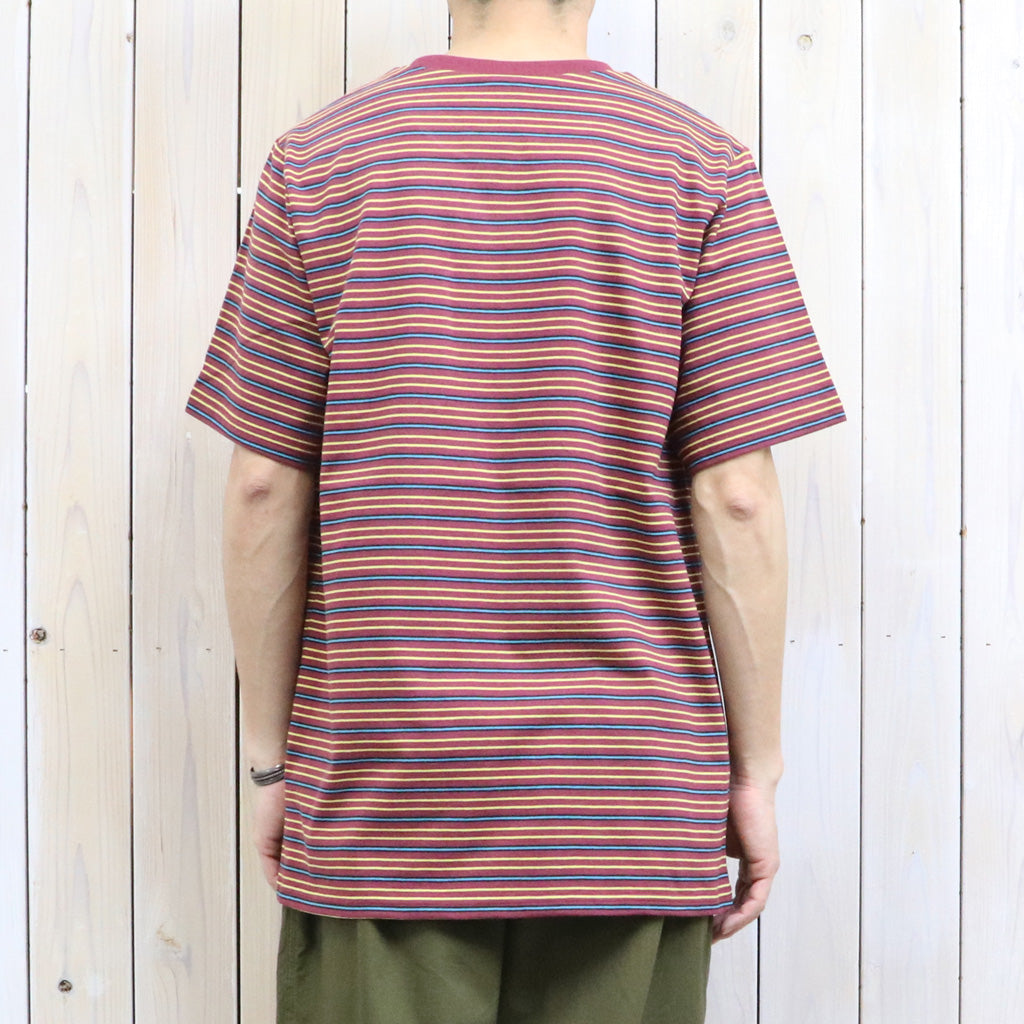 【SALE30%OFF】SOUTH2 WEST8 : S/S Round Pocket Tee-Cotton Multi Narrow Stripe Jersey (Burgundy)