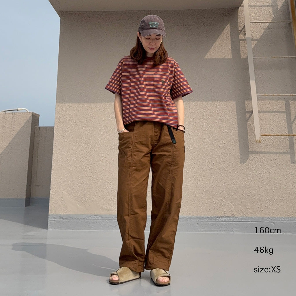 【SALE30%OFF】SOUTH2 WEST8 : S/S Round Pocket Tee-Cotton Multi Narrow Stripe Jersey (Burgundy)
