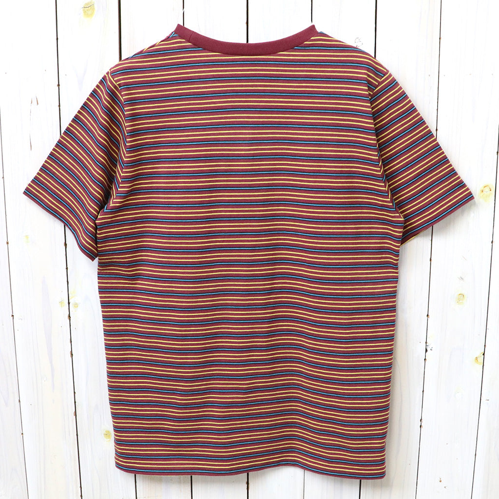 【SALE30%OFF】SOUTH2 WEST8 : S/S Round Pocket Tee-Cotton Multi Narrow Stripe Jersey (Burgundy)