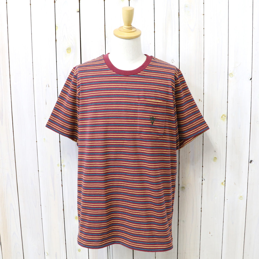 【SALE30%OFF】SOUTH2 WEST8 : S/S Round Pocket Tee-Cotton Multi Narrow Stripe Jersey (Burgundy)