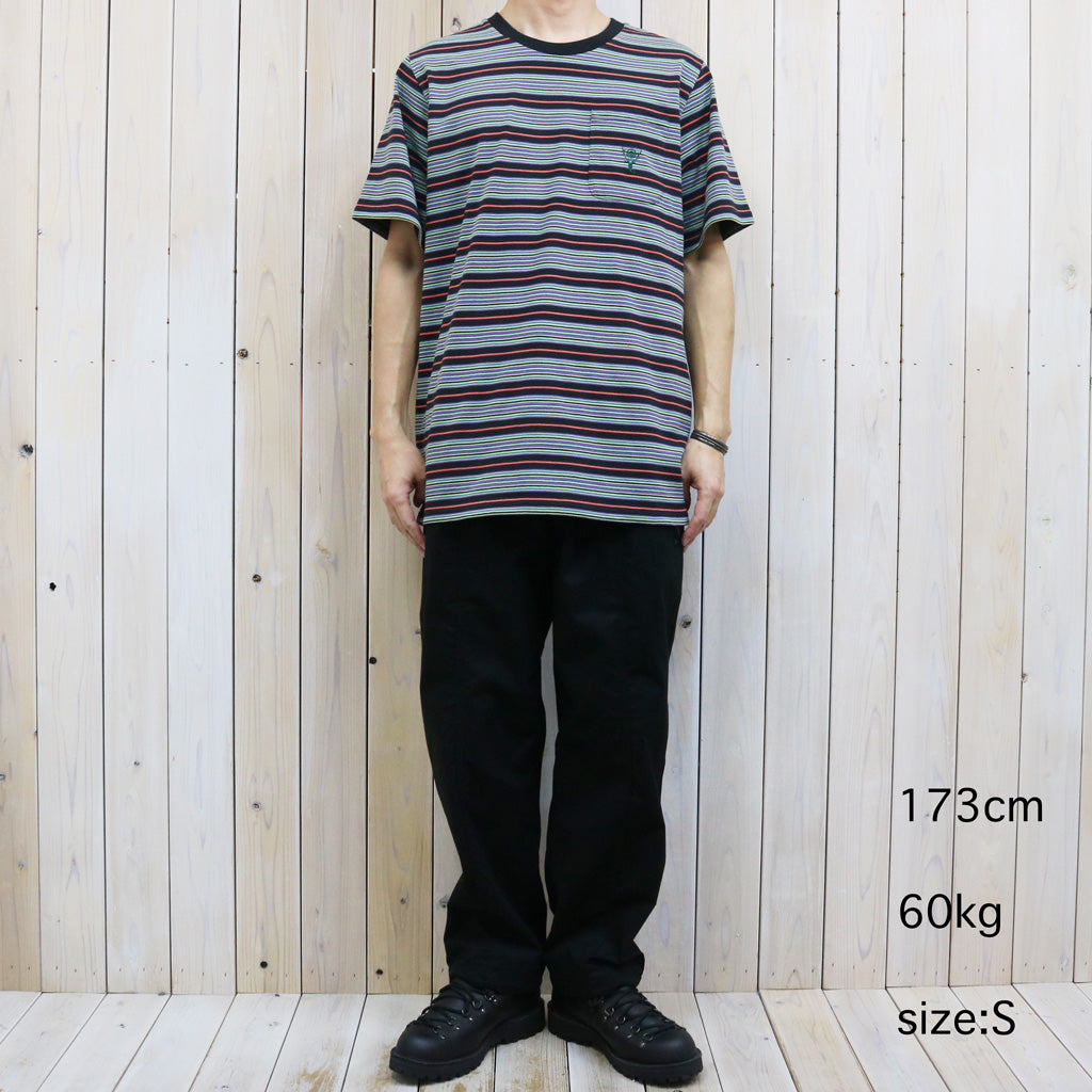 【SALE30%OFF】SOUTH2 WEST8 : S/S Round Pocket Tee-Cotton Multi Wide Stripe Jersey (Black)