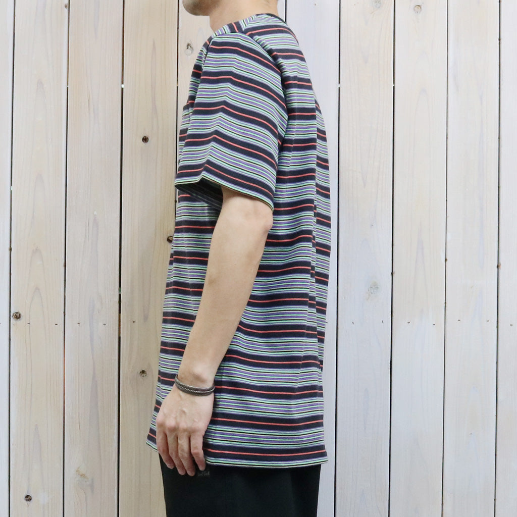 【SALE30%OFF】SOUTH2 WEST8 : S/S Round Pocket Tee-Cotton Multi Wide Stripe Jersey (Black)