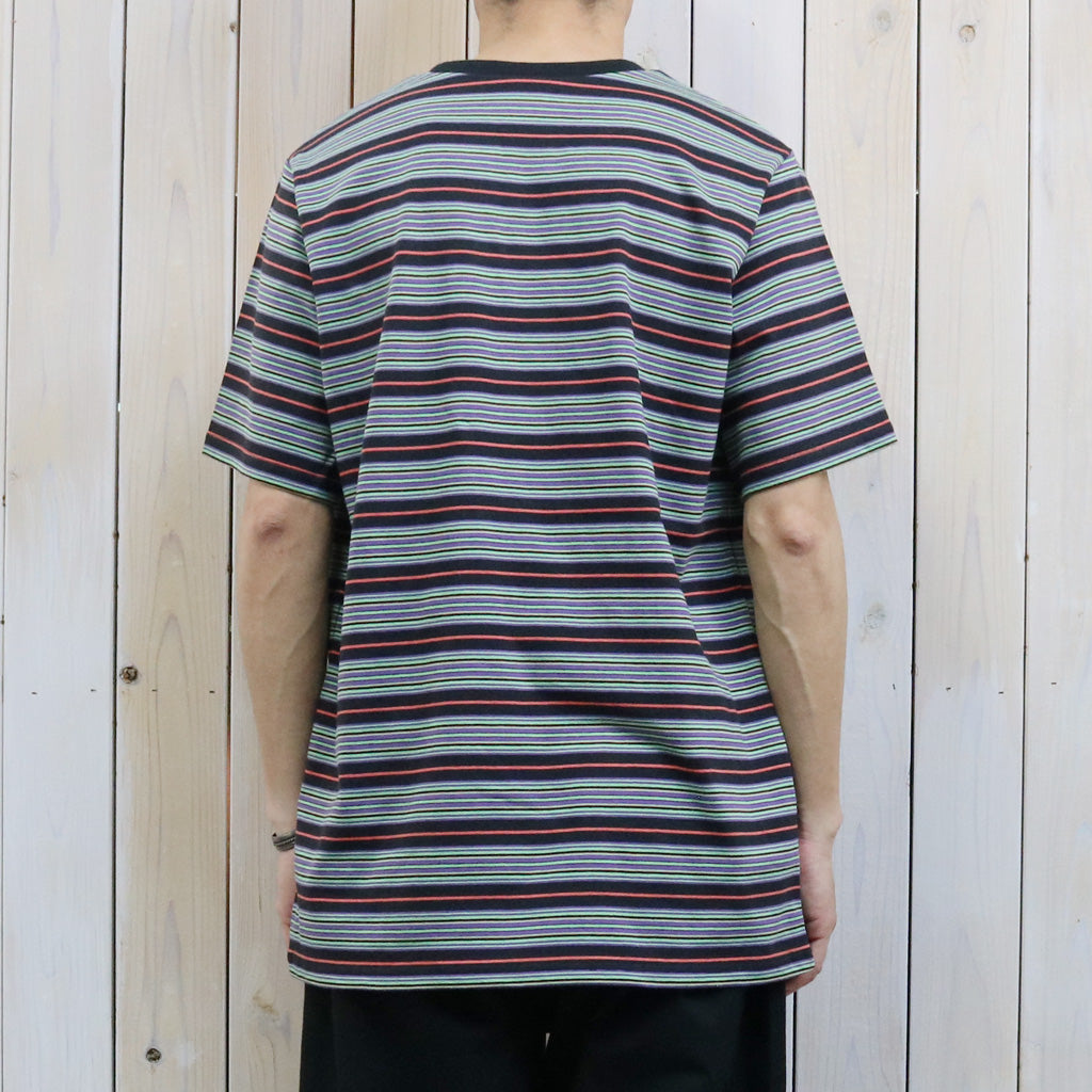 【SALE30%OFF】SOUTH2 WEST8 : S/S Round Pocket Tee-Cotton Multi Wide Stripe Jersey (Black)
