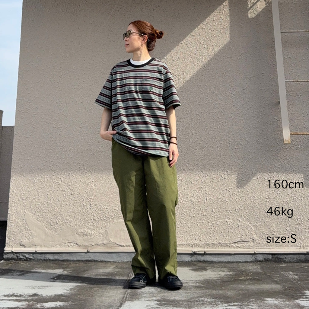 【SALE30%OFF】SOUTH2 WEST8 : S/S Round Pocket Tee-Cotton Multi Wide Stripe Jersey (Black)