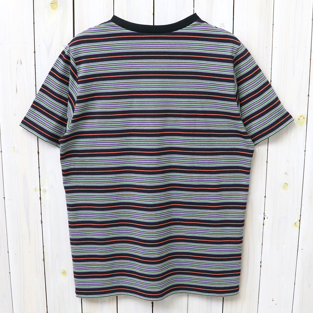 【SALE30%OFF】SOUTH2 WEST8 : S/S Round Pocket Tee-Cotton Multi Wide Stripe Jersey (Black)