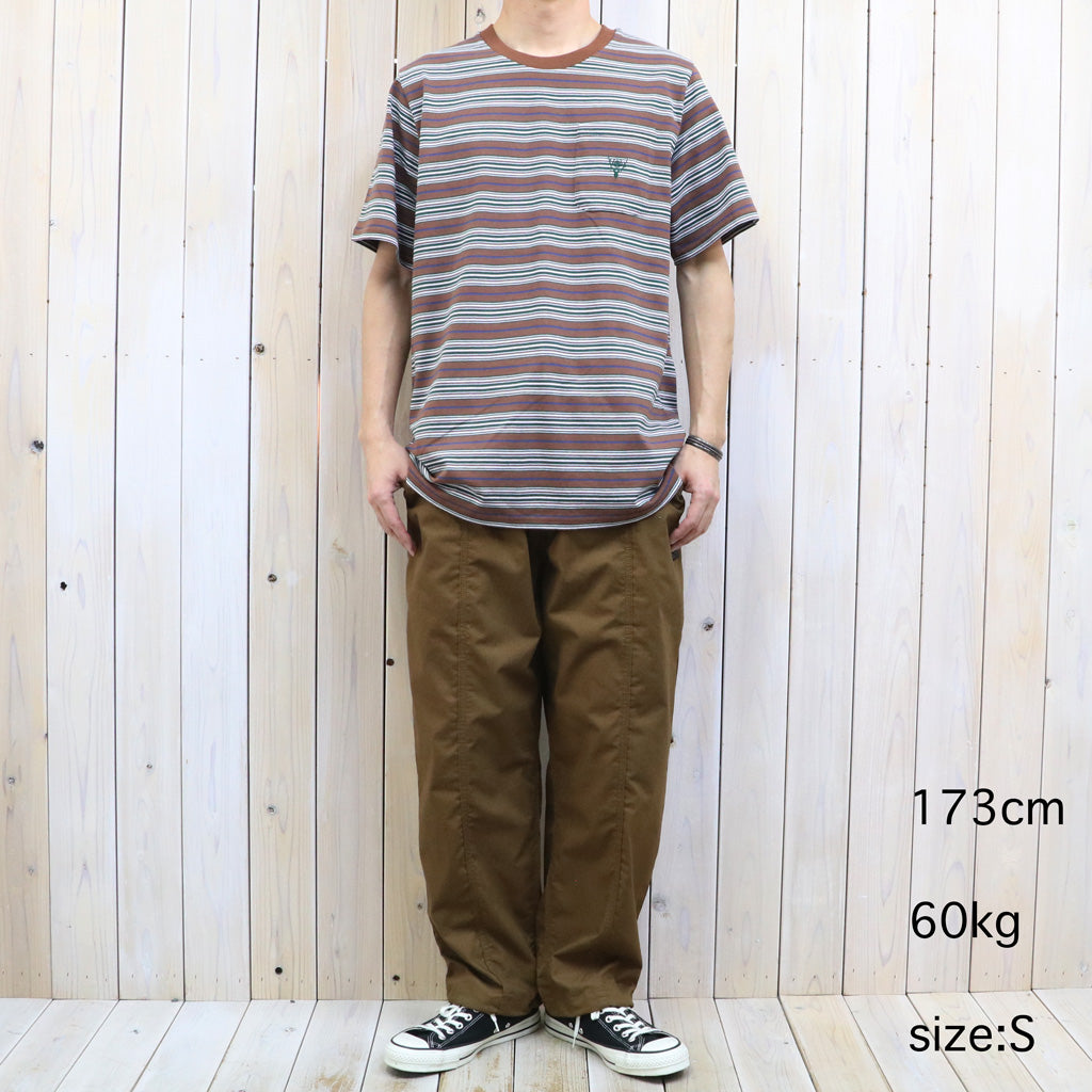【SALE30%OFF】SOUTH2 WEST8 : S/S Round Pocket Tee-Cotton Multi Wide Stripe Jersey (Brown)