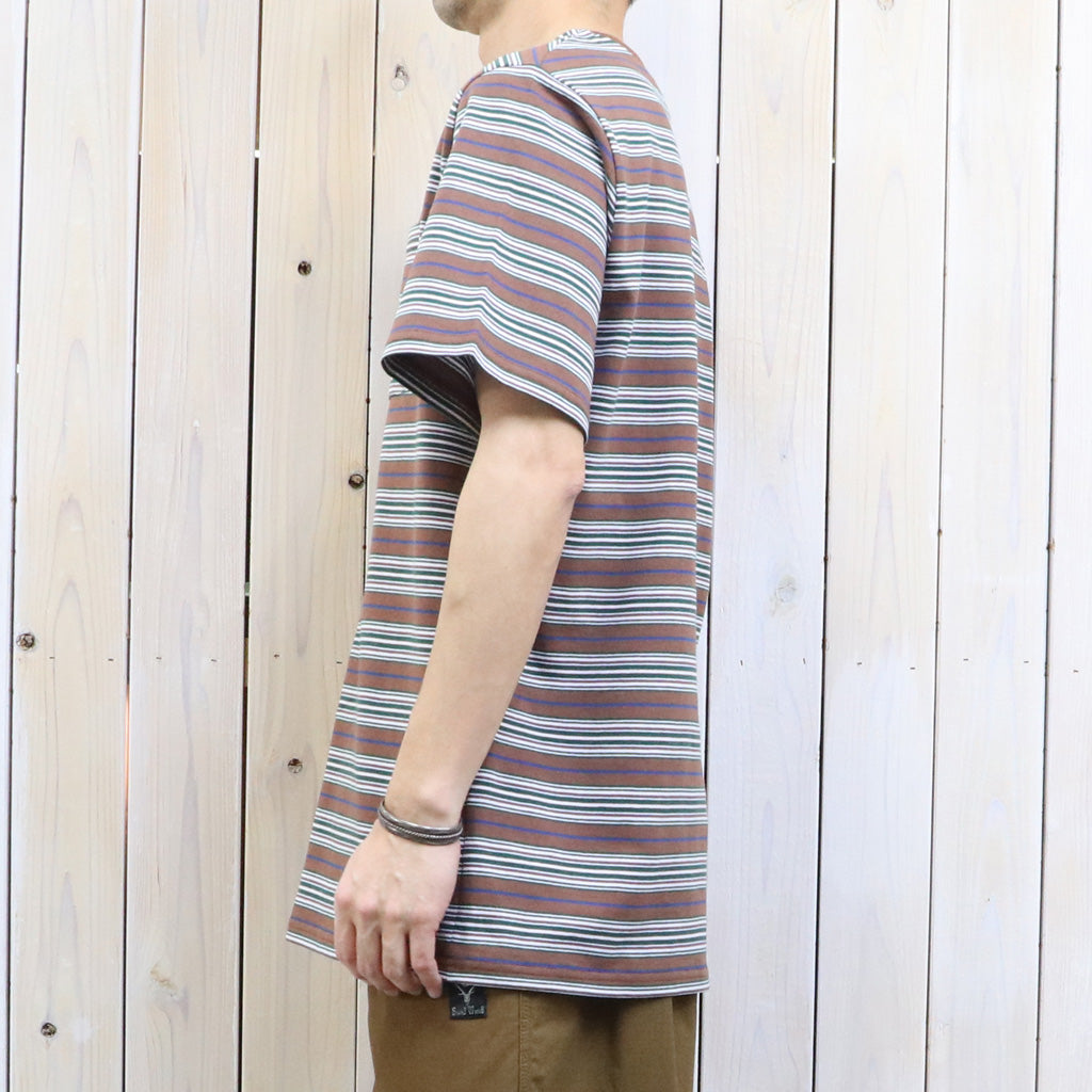 【SALE30%OFF】SOUTH2 WEST8 : S/S Round Pocket Tee-Cotton Multi Wide Stripe Jersey (Brown)
