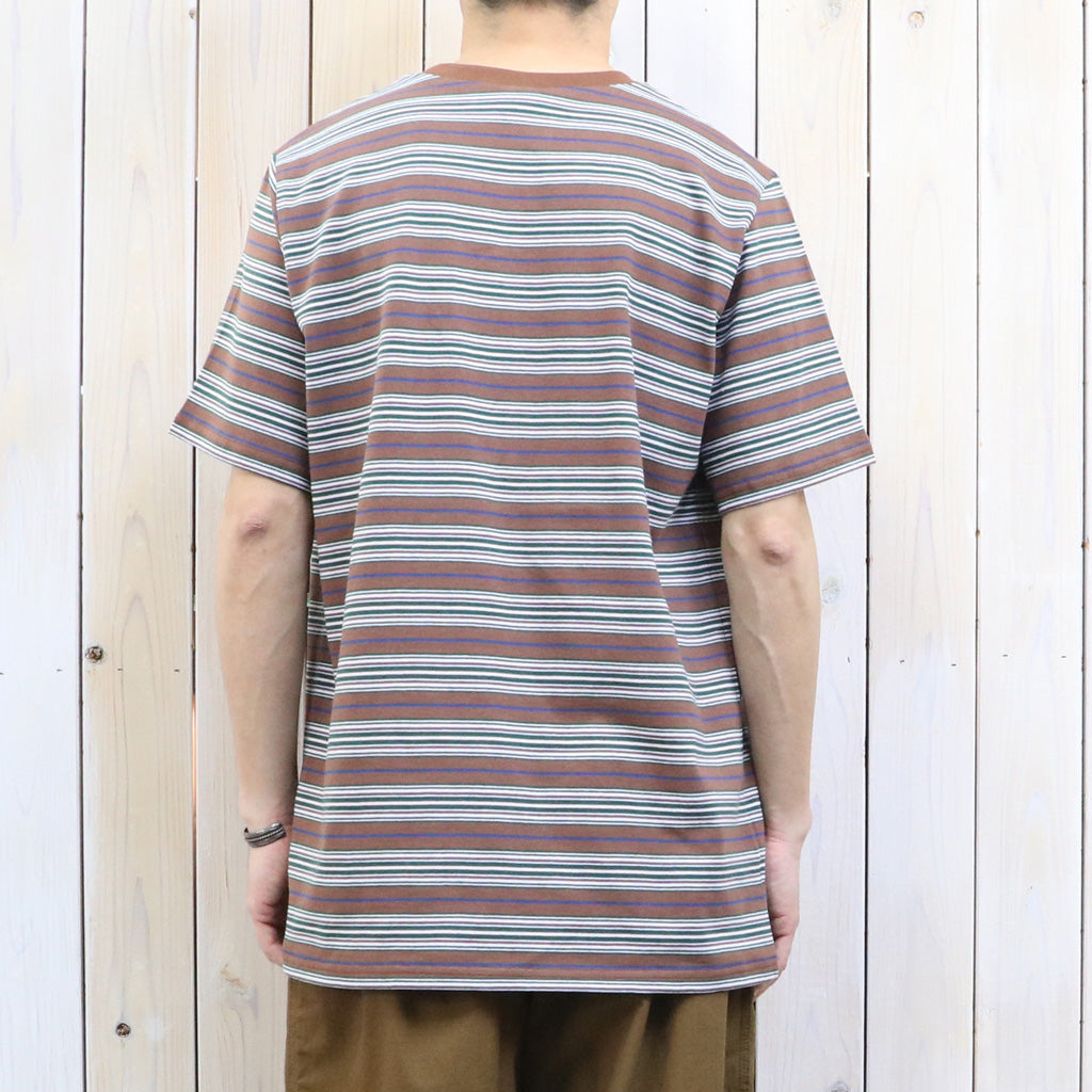 【SALE30%OFF】SOUTH2 WEST8 : S/S Round Pocket Tee-Cotton Multi Wide Stripe Jersey (Brown)
