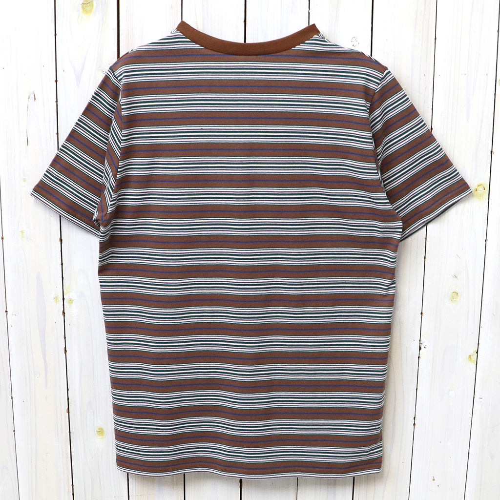 【SALE30%OFF】SOUTH2 WEST8 : S/S Round Pocket Tee-Cotton Multi Wide Stripe Jersey (Brown)