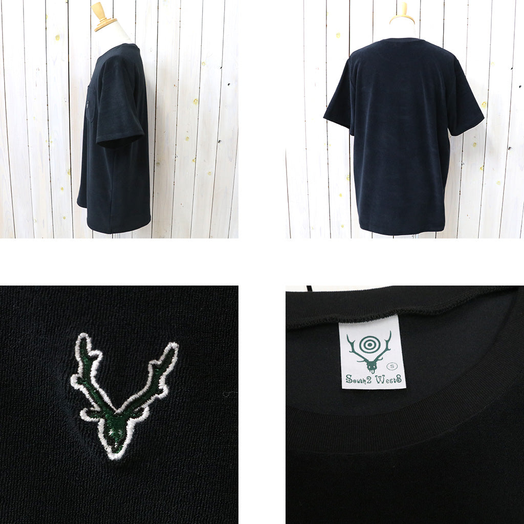 【SALE30%OFF】SOUTH2 WEST8 : S/S Round Pocket Tee-C/Pe Pile (Black)