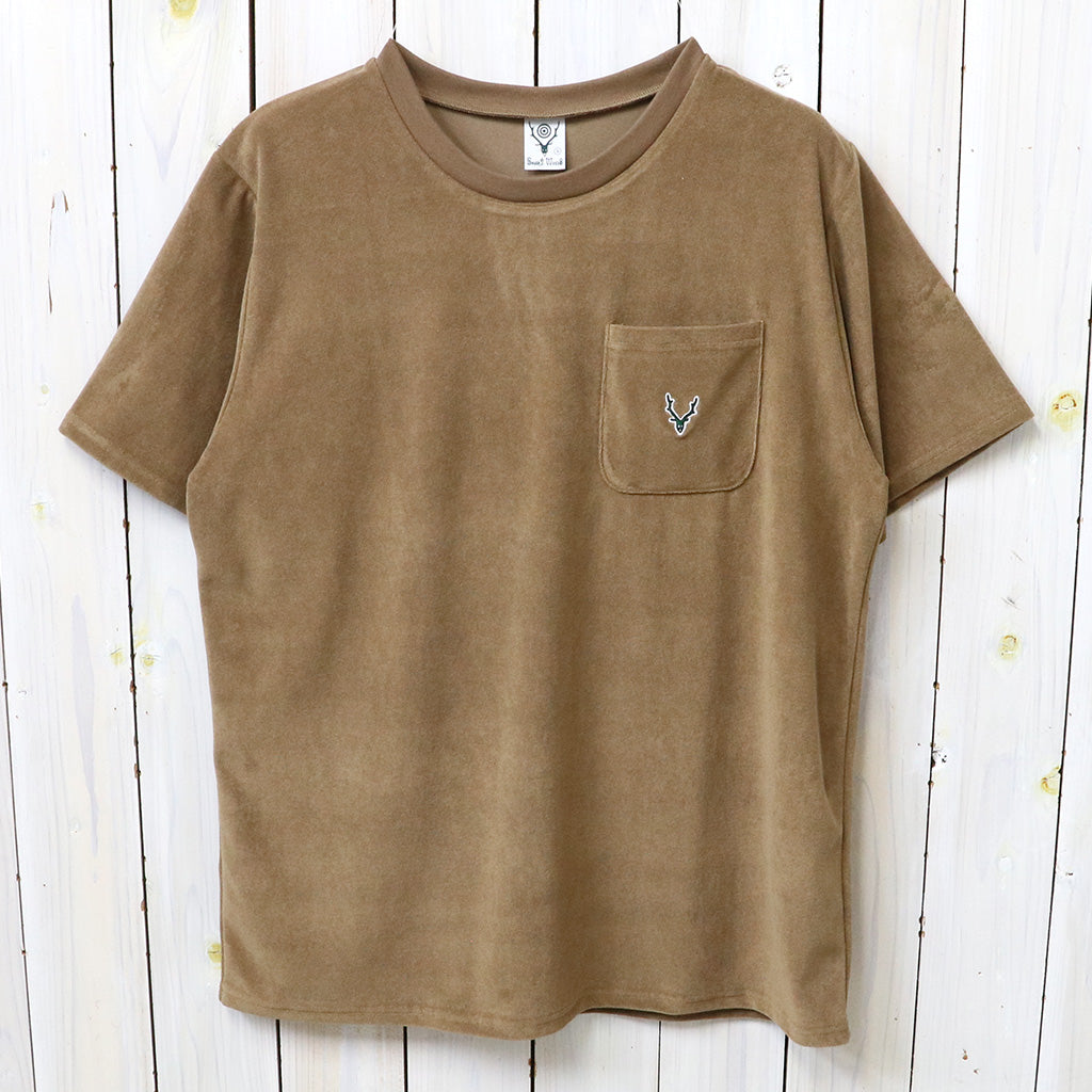 【SALE30%OFF】SOUTH2 WEST8 : S/S Round Pocket Tee-C/Pe Pile (Brown)